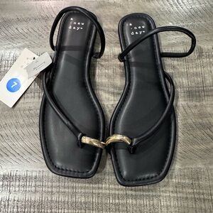 A New Day Black Strappy Sandals- size 7
